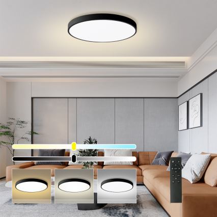 Brilagi - LED Ρυθμιζόμενο φωτιστικό οροφής POOL SMART LED/100W/230V 3000-6000K διάμ. 80 cm Wi-Fi Tuya μαύρο + τηλεχειριστήριο