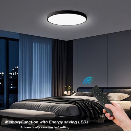 Brilagi - LED Ρυθμιζόμενο φωτιστικό οροφής POOL SMART LED/100W/230V 3000-6000K διάμ. 80 cm Wi-Fi Tuya μαύρο + τηλεχειριστήριο