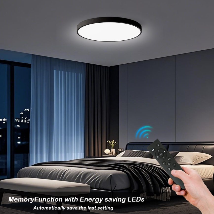 Brilagi - LED Ρυθμιζόμενο φωτιστικό οροφής POOL SMART LED/100W/230V 3000-6000K διάμ. 80 cm Wi-Fi Tuya μαύρο + τηλεχειριστήριο