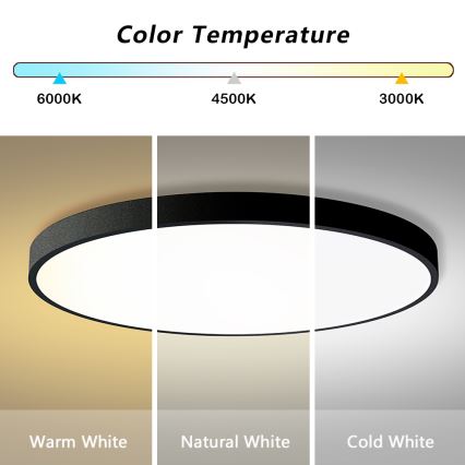 Brilagi - ρυθμιζόμενο LED φωτιστικό οροφής POOL SMART LED/128W/230V 3000-6000K διάμ. 100 cm Wi-Fi Tuya μαύρο + τηλεχειριστήριο