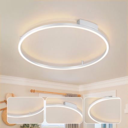 Brilagi - Ρυθμιζόμενο LED φωτιστικό οροφής PORTOFINO LED/60W/230V 3000-6000K διάμ. 80 cm ασημί + τηλεχειριστήριο