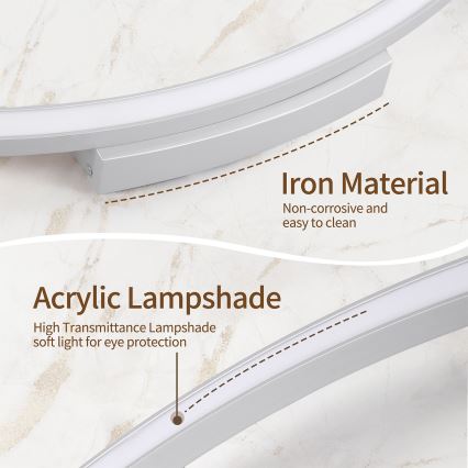 Brilagi - Ρυθμιζόμενο LED φωτιστικό οροφής PORTOFINO LED/60W/230V 3000-6000K διάμ. 80 cm ασημί + τηλεχειριστήριο