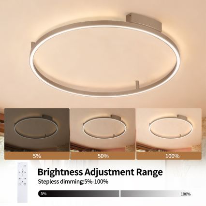 Brilagi - LED Ρυθμιζόμενο φωτιστικό οροφής PORTOFINO LED/60W/230V 3000-6000K διάμ. 80 cm μπεζ + τηλεχειριστήριο