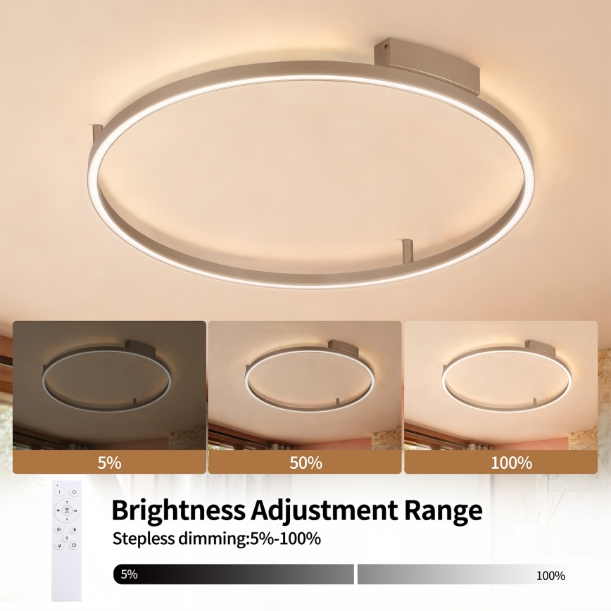 Brilagi - LED Ρυθμιζόμενο φωτιστικό οροφής PORTOFINO LED/60W/230V 3000-6000K διάμ. 80 cm μπεζ + τηλεχειριστήριο