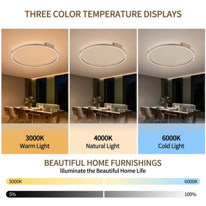 Brilagi - LED Ρυθμιζόμενο φωτιστικό οροφής PORTOFINO LED/60W/230V 3000-6000K διάμ. 80 cm μπεζ + τηλεχειριστήριο