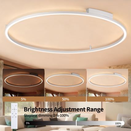 Brilagi - LED Ρυθμιζόμενο φωτιστικό οροφής PORTOFINO LED/85W/230V 3000-6000K Ø 120 cm ασημί + τηλεχειριστήριο