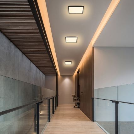 Brilagi - Ρυθμιζόμενο LED φωτιστικό οροφής SLIMFRAME LED/25W/230V 30x30 cm 3000-6000K μαύρο + τηλεχειριστήριο