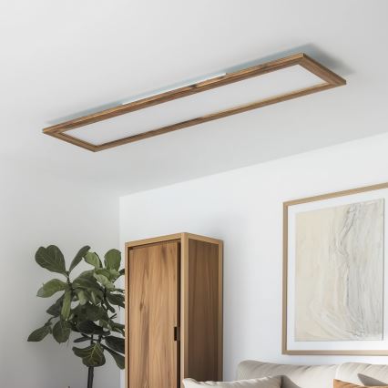 Brilagi - Ρυθμιζόμενο LED φωτιστικό οροφής SLIMFRAME WOOD LED/58W/230V 124x33,7 cm 3000-6000K καφέ + τηλεχειριστήριο