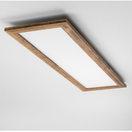 Brilagi - Ρυθμιζόμενο LED φωτιστικό οροφής SLIMFRAME WOOD LED/58W/230V 124x33,7 cm 3000-6000K καφέ + τηλεχειριστήριο