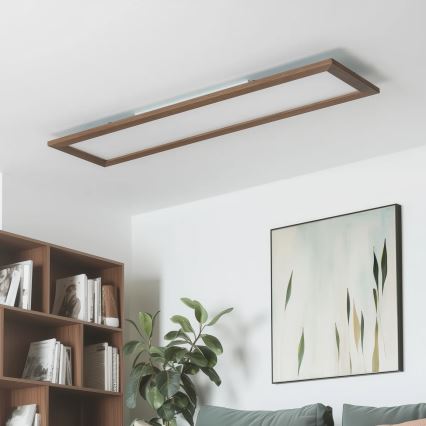 Brilagi - Ρυθμιζόμενο LED φωτιστικό οροφής SLIMFRAME WOOD LED/58W/230V 124x34 cm 3000-6000K σκούρο καφέ + τηλεχειριστήριο
