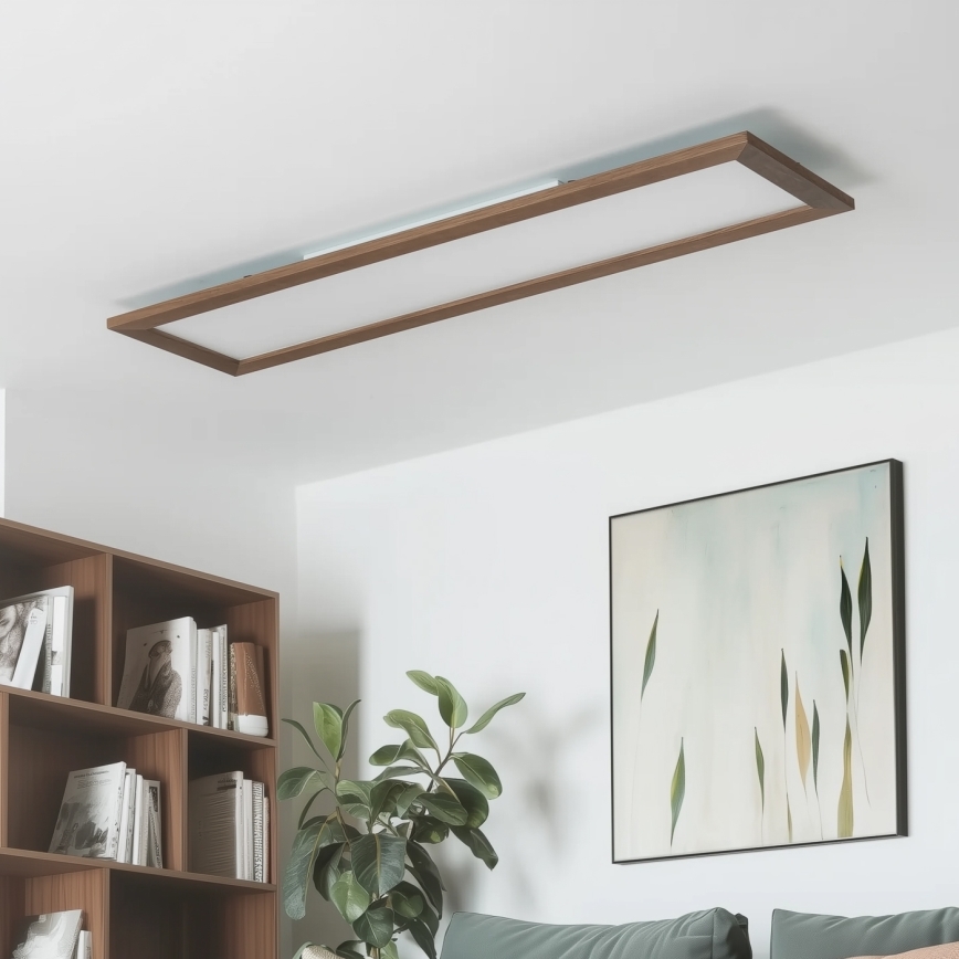 Brilagi - Ρυθμιζόμενο LED φωτιστικό οροφής SLIMFRAME WOOD LED/58W/230V 124x34 cm 3000-6000K σκούρο καφέ + τηλεχειριστήριο