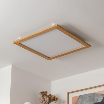 Brilagi - Ρυθμιζόμενο LED φωτιστικό οροφής SLIMFRAME WOOD LED/58W/230V 64x64 cm 3000-6000K καφέ + τηλεχειριστήριο