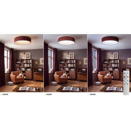 Brilagi - ρυθμιζόμενο LED φωτιστικό οροφής VELVET SMART VARI LED/24W/230V 3000-6500K διάμ. 45 cm μπορντό + τηλεχειριστήριο