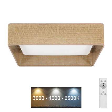 Brilagi - Ρυθμιζόμενο LED φωτιστικό οροφής VELVET SQUARE LED/24W/230V 43x43 cm 3000/4000/6500K + τηλεχειριστήριο καφέ