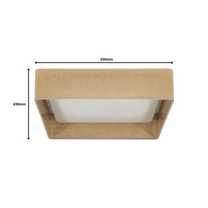 Brilagi - Ρυθμιζόμενο LED φωτιστικό οροφής VELVET SQUARE LED/24W/230V 43x43 cm 3000/4000/6500K + τηλεχειριστήριο καφέ