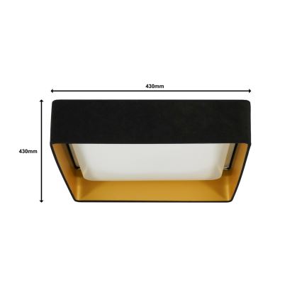 Brilagi - Ρυθμιζόμενο LED φωτιστικό οροφής VELVET SQUARE LED/24W/230V 43x43 cm 3000/4000/6500K + τηλεχειριστήριο μαύρο