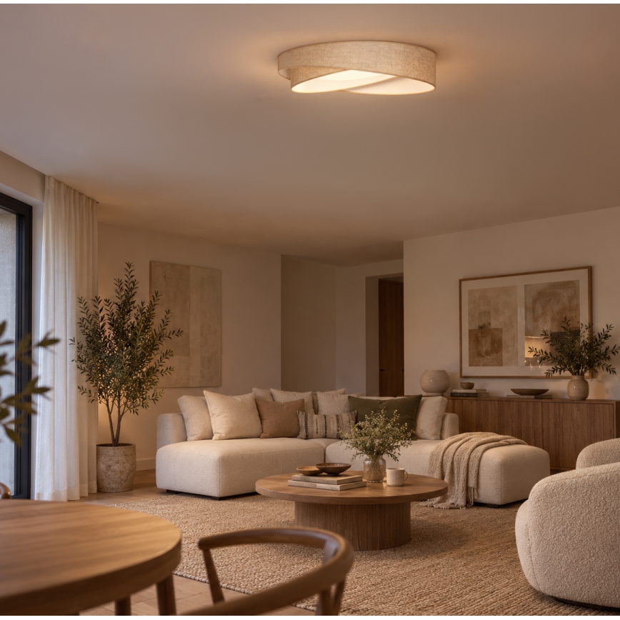 BRILAGI - Ρυθμιζόμενο φωτιστικό οροφής LED VELVET TWIST LED/36W/230V 3000-6000K διάμ. 65 εκ. Wi-Fi Tuya Beacon μπεζ + τηλεχειριστήριο