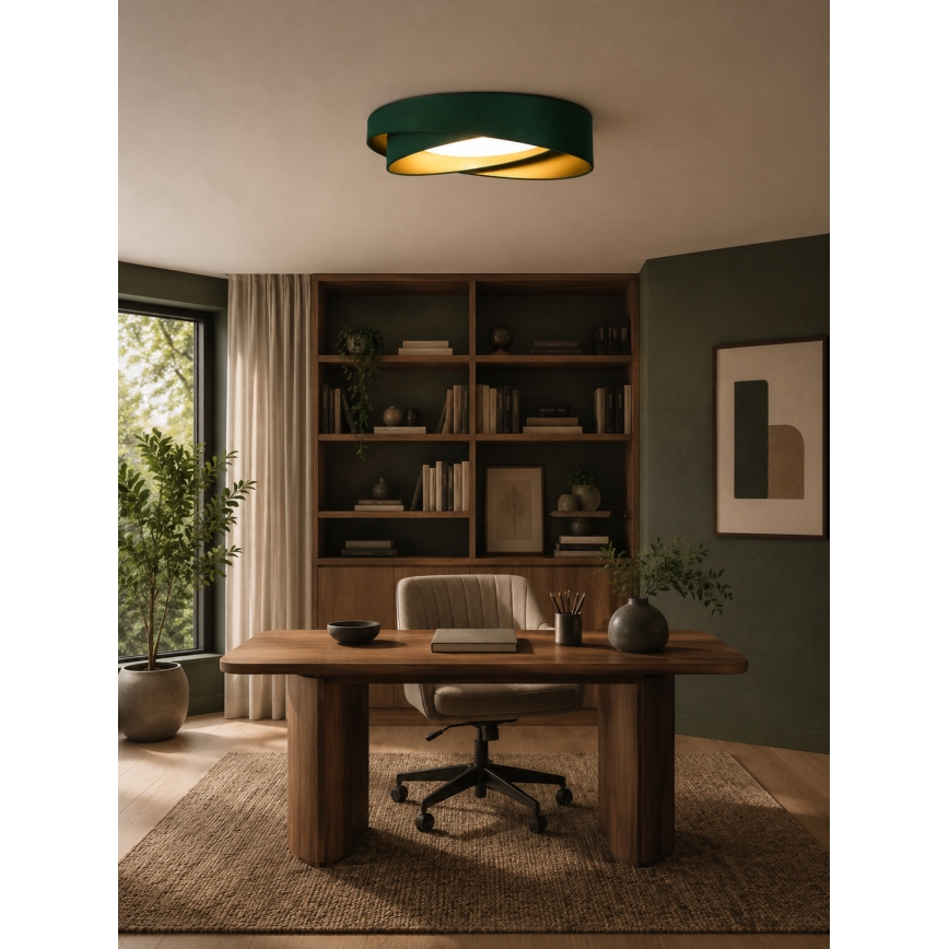 BRILAGI - Ρυθμιζόμενο φωτιστικό οροφής VELVET TWIST LED/36W/230V 3000-6000K διάμ. 65 cm Wi-Fi Tuya Beacon πράσινο/χρυσό + τηλεχειριστήριο