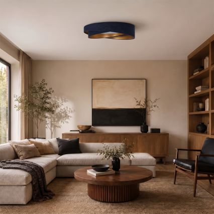 BRILAGI - Ρυθμιζόμενο φωτιστικό οροφής LED VELVET TWIST LED/36W/230V 3000-6000K Ø 65 cm Wi-Fi Tuya Beacon μπλε/χρυσό + τηλεχειριστήριο