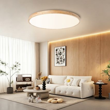 Brilagi - Ρυθμιζόμενο LED φωτιστικό οροφής WOODLINE LED/128W/230V 3000-6000K από δρυ, διάμ. 100 cm + τηλεχειριστήριο