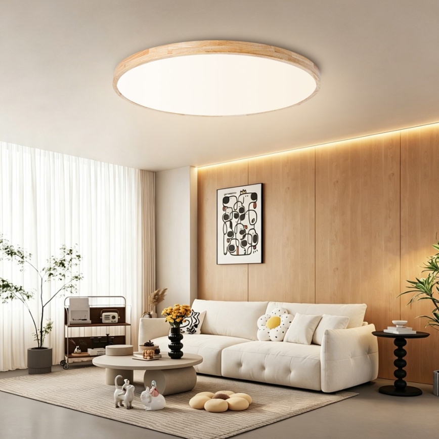 Brilagi - Ρυθμιζόμενο LED φωτιστικό οροφής WOODLINE LED/128W/230V 3000-6000K από δρυ, διάμ. 100 cm + τηλεχειριστήριο