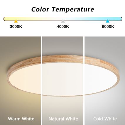 Brilagi - Ρυθμιζόμενο LED φωτιστικό οροφής WOODLINE LED/128W/230V 3000-6000K από δρυ, διάμ. 100 cm + τηλεχειριστήριο