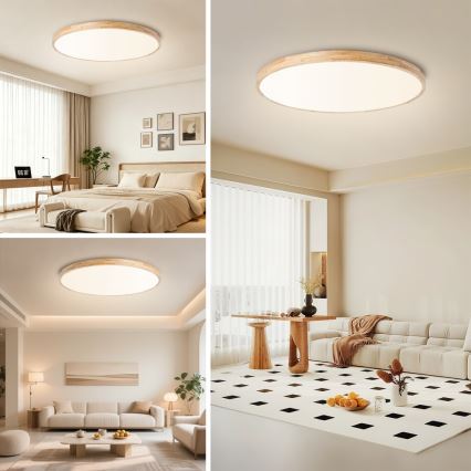Brilagi - Ρυθμιζόμενο LED φωτιστικό οροφής WOODLINE LED/128W/230V 3000-6000K από δρυ, διάμ. 100 cm + τηλεχειριστήριο