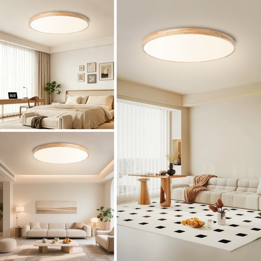 Brilagi - Ρυθμιζόμενο LED φωτιστικό οροφής WOODLINE LED/128W/230V 3000-6000K από δρυ, διάμ. 100 cm + τηλεχειριστήριο