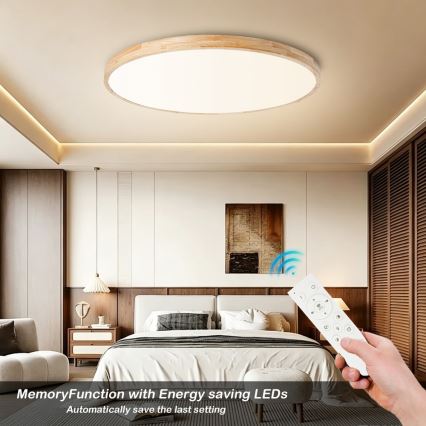Brilagi - Ρυθμιζόμενο LED φωτιστικό οροφής WOODLINE LED/128W/230V 3000-6000K από δρυ, διάμ. 100 cm + τηλεχειριστήριο