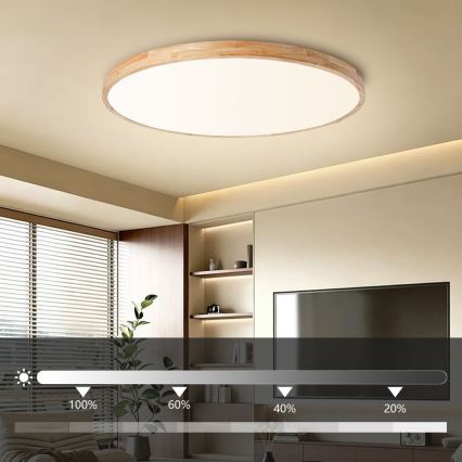 Brilagi - Ρυθμιζόμενο LED φωτιστικό οροφής WOODLINE LED/128W/230V 3000-6000K από δρυ, διάμ. 100 cm + τηλεχειριστήριο