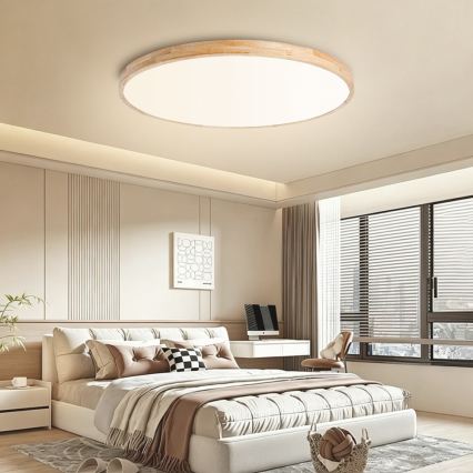 Brilagi - Ρυθμιζόμενο LED φωτιστικό οροφής WOODLINE LED/128W/230V 3000-6000K από δρυ, διάμ. 100 cm + τηλεχειριστήριο