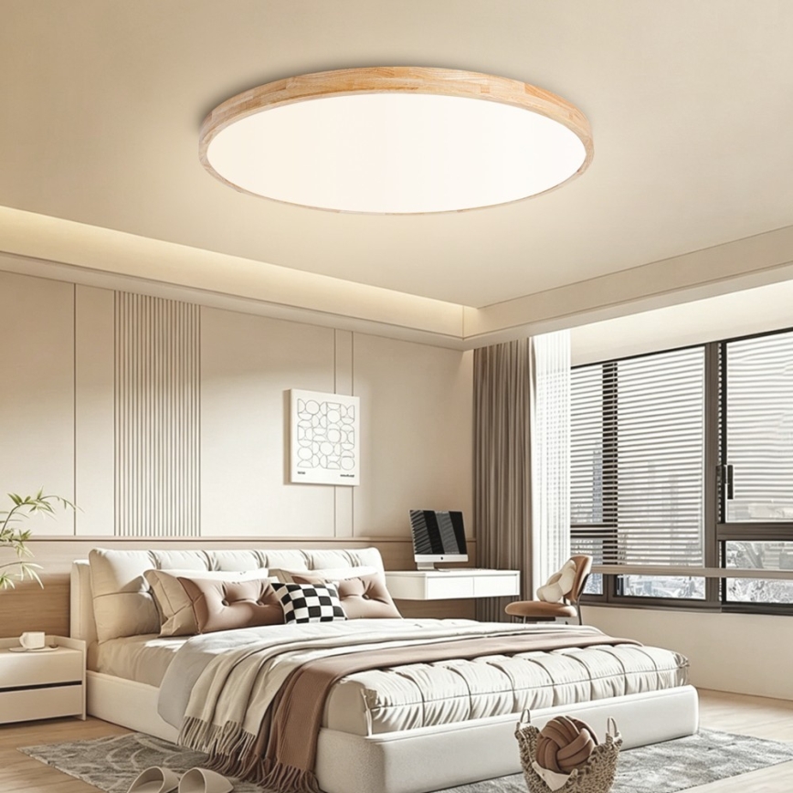 Brilagi - Ρυθμιζόμενο LED φωτιστικό οροφής WOODLINE LED/128W/230V 3000-6000K από δρυ, διάμ. 100 cm + τηλεχειριστήριο
