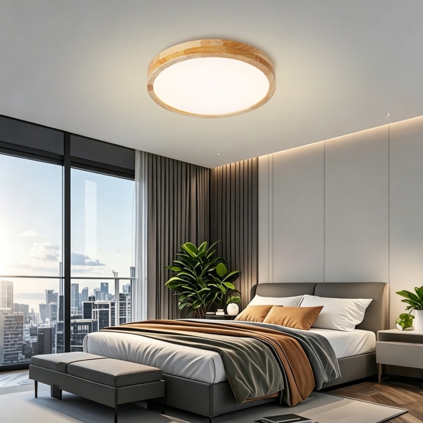 Brilagi - Ρυθμιζόμενο LED φωτιστικό οροφής WOODLINE LED/48W/230V 3000-6000K από δρυς διάμ. 40 cm + τηλεχειριστήριο