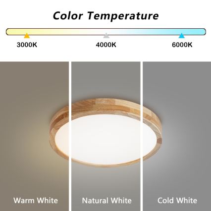 Brilagi - Ρυθμιζόμενο LED φωτιστικό οροφής WOODLINE LED/48W/230V 3000-6000K από δρυς διάμ. 40 cm + τηλεχειριστήριο