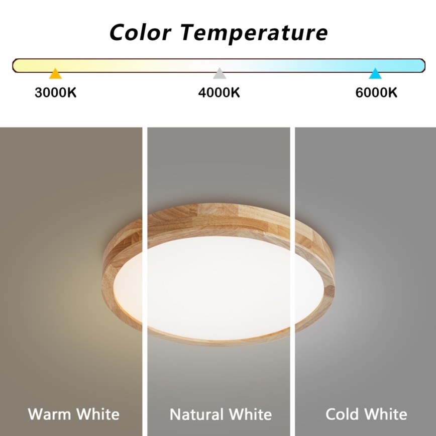 Brilagi - Ρυθμιζόμενο LED φωτιστικό οροφής WOODLINE LED/48W/230V 3000-6000K από δρυς διάμ. 40 cm + τηλεχειριστήριο