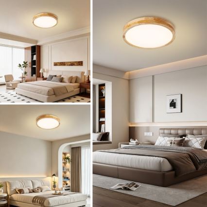 Brilagi - Ρυθμιζόμενο LED φωτιστικό οροφής WOODLINE LED/48W/230V 3000-6000K από δρυς διάμ. 40 cm + τηλεχειριστήριο