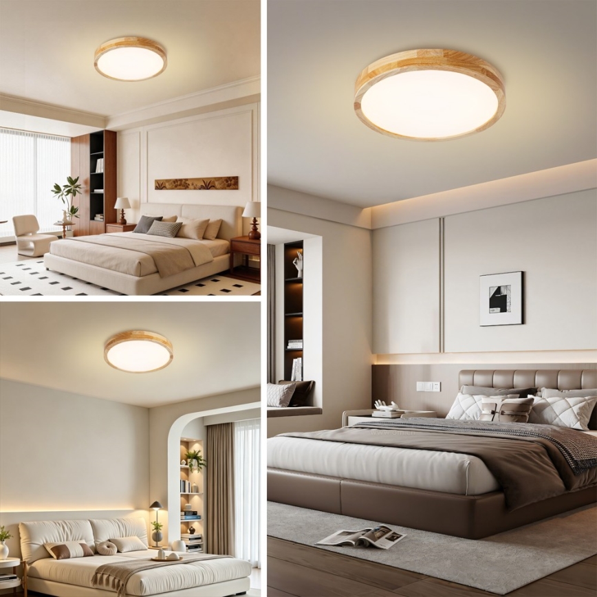 Brilagi - Ρυθμιζόμενο LED φωτιστικό οροφής WOODLINE LED/48W/230V 3000-6000K από δρυς διάμ. 40 cm + τηλεχειριστήριο