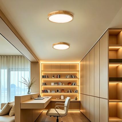 Brilagi - Ρυθμιζόμενο LED φωτιστικό οροφής WOODLINE LED/48W/230V 3000-6000K από δρυς διάμ. 40 cm + τηλεχειριστήριο