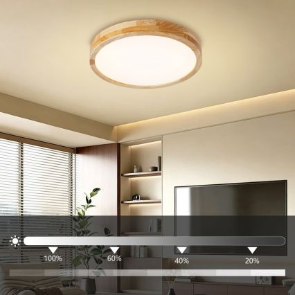 Brilagi - Ρυθμιζόμενο LED φωτιστικό οροφής WOODLINE LED/48W/230V 3000-6000K από δρυς διάμ. 40 cm + τηλεχειριστήριο