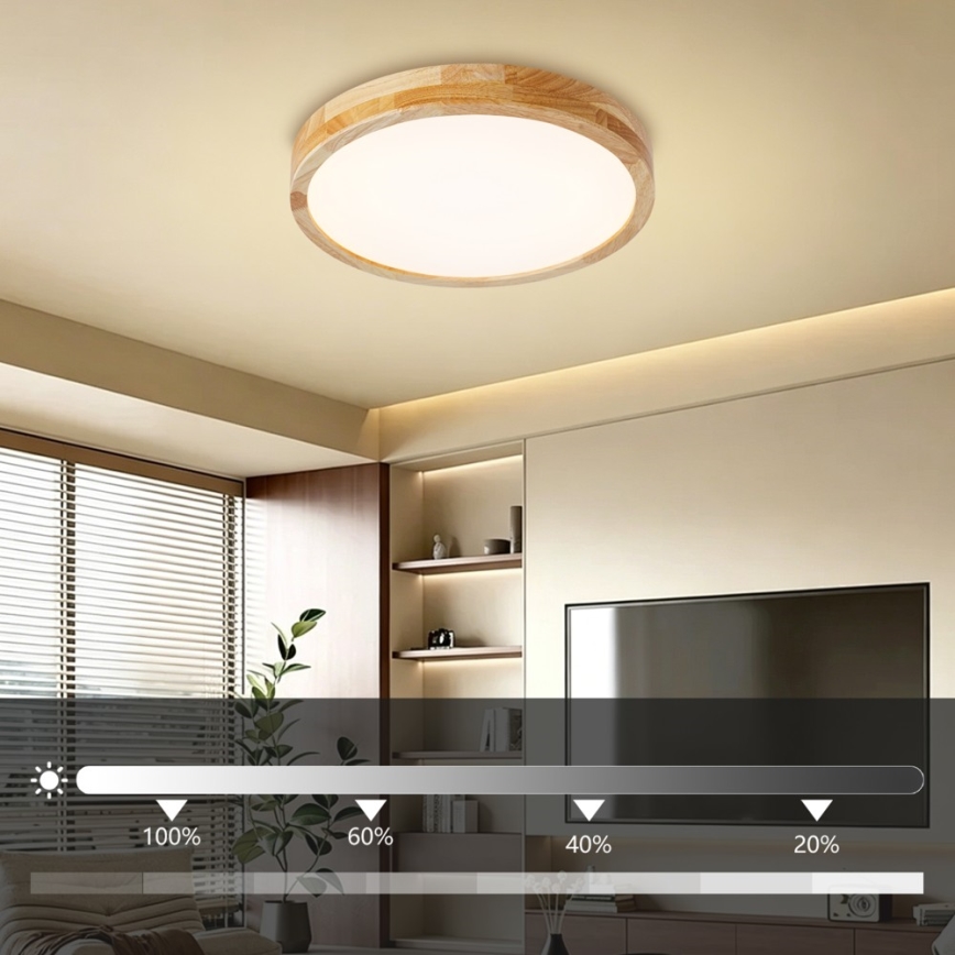 Brilagi - Ρυθμιζόμενο LED φωτιστικό οροφής WOODLINE LED/48W/230V 3000-6000K από δρυς διάμ. 40 cm + τηλεχειριστήριο