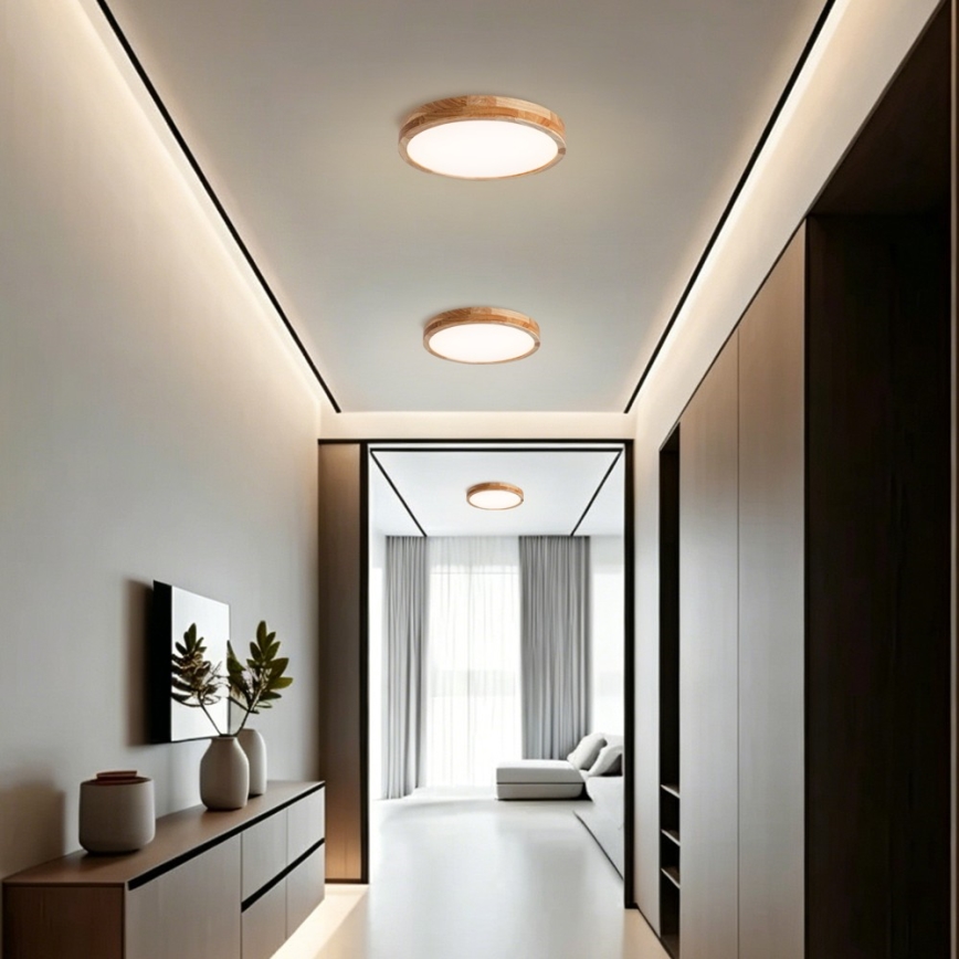 Brilagi - Ρυθμιζόμενο LED φωτιστικό οροφής WOODLINE LED/48W/230V 3000-6000K από δρυς διάμ. 40 cm + τηλεχειριστήριο