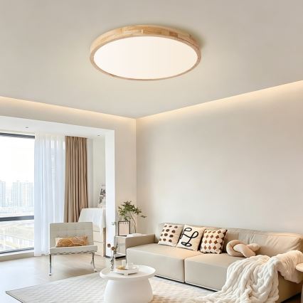 Brilagi - LED ρυθμιζόμενο φωτιστικό οροφής WOODLINE LED/72W/230V 3000-6000K, φινίρισμα δρυός, διάμ. 60 cm + τηλεχειριστήριο