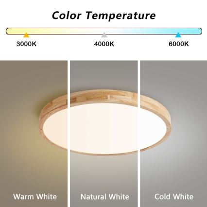 Brilagi - LED ρυθμιζόμενο φωτιστικό οροφής WOODLINE LED/72W/230V 3000-6000K, φινίρισμα δρυός, διάμ. 60 cm + τηλεχειριστήριο