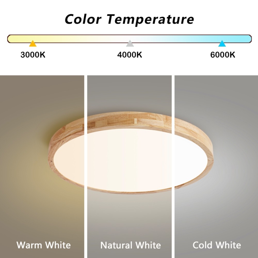 Brilagi - LED ρυθμιζόμενο φωτιστικό οροφής WOODLINE LED/72W/230V 3000-6000K, φινίρισμα δρυός, διάμ. 60 cm + τηλεχειριστήριο