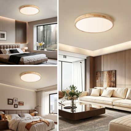 Brilagi - LED ρυθμιζόμενο φωτιστικό οροφής WOODLINE LED/72W/230V 3000-6000K, φινίρισμα δρυός, διάμ. 60 cm + τηλεχειριστήριο