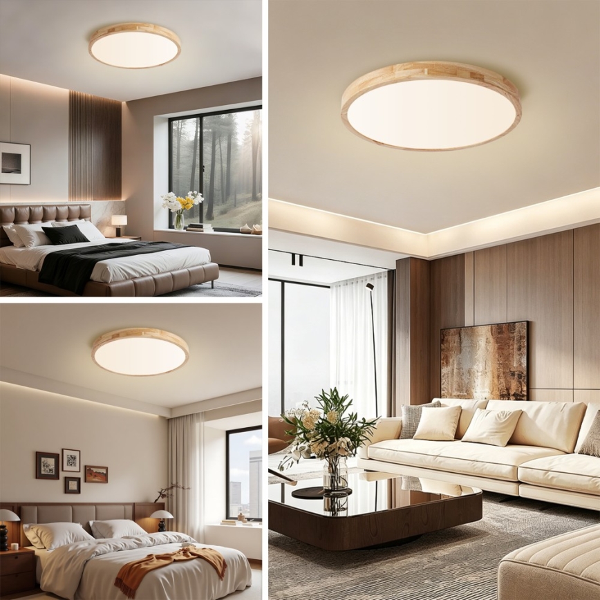 Brilagi - LED ρυθμιζόμενο φωτιστικό οροφής WOODLINE LED/72W/230V 3000-6000K, φινίρισμα δρυός, διάμ. 60 cm + τηλεχειριστήριο