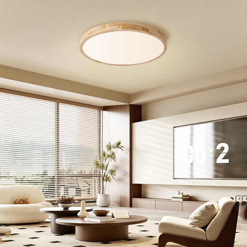 Brilagi - LED ρυθμιζόμενο φωτιστικό οροφής WOODLINE LED/72W/230V 3000-6000K, φινίρισμα δρυός, διάμ. 60 cm + τηλεχειριστήριο
