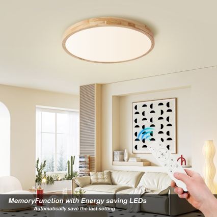 Brilagi - LED ρυθμιζόμενο φωτιστικό οροφής WOODLINE LED/72W/230V 3000-6000K, φινίρισμα δρυός, διάμ. 60 cm + τηλεχειριστήριο