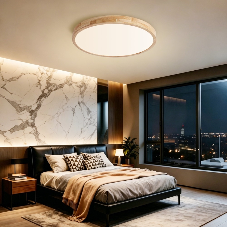 Brilagi - LED ρυθμιζόμενο φωτιστικό οροφής WOODLINE LED/72W/230V 3000-6000K, φινίρισμα δρυός, διάμ. 60 cm + τηλεχειριστήριο