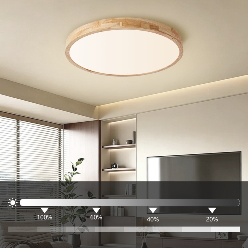 Brilagi - LED ρυθμιζόμενο φωτιστικό οροφής WOODLINE LED/72W/230V 3000-6000K, φινίρισμα δρυός, διάμ. 60 cm + τηλεχειριστήριο